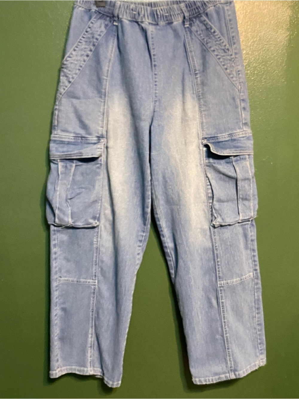 Light Wash Denim Cargo Pants